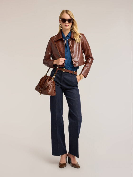 Motivi Motivi Giacca in similpelle R029Q101166N022 Marrone Cropp Fit