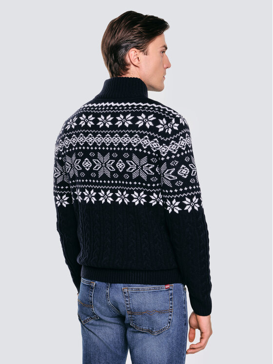 BIG STAR BIG STAR Sweter KEVINO Granatowy Basic Fit