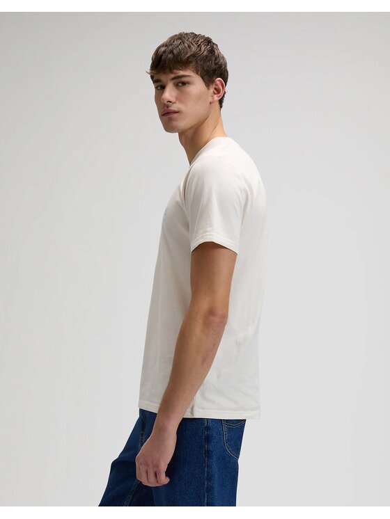 Lee Lee T-Shirt MEDIUM WOBBLY Biały Regular Fit