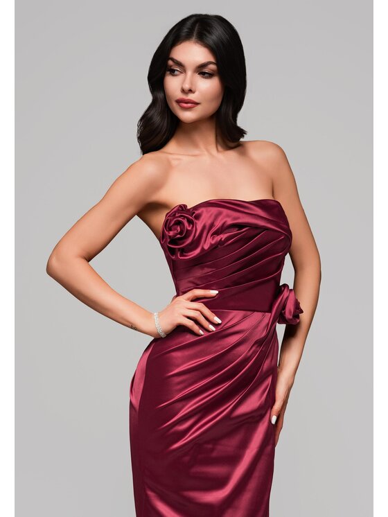 Ombre Ombre Sukienka wieczorowa LA-OM-DLR144 Bordowy Regular Fit