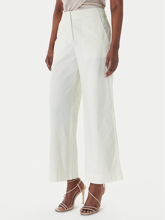BOSS BOSS Текстилни панталони C_Tahilone1 50561636 Кремав Wide Leg