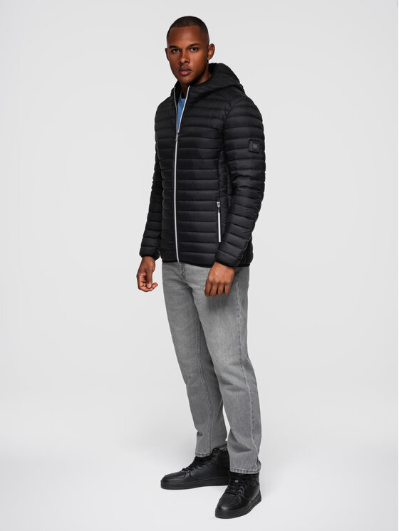 Ombre Ombre Kurtka puchowa OM-JALP-0211 Czarny Regular Fit