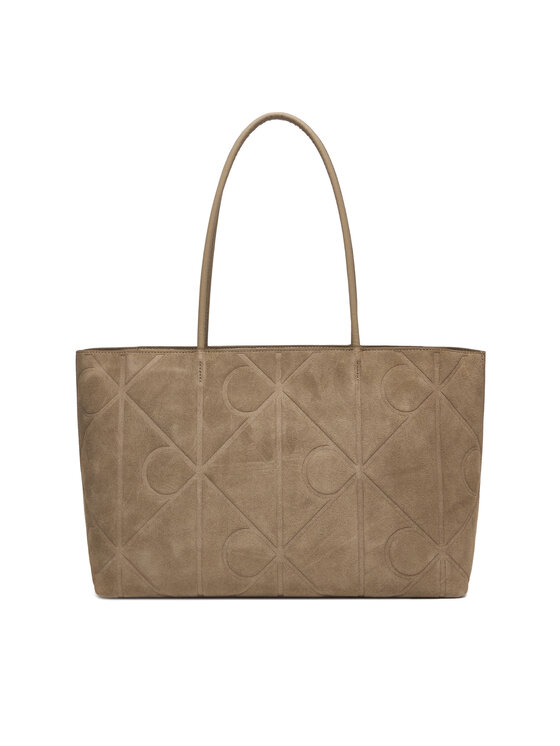 Calvin Klein Calvin Klein Soma Emblem Aop Embossed Suede Tote LV04F3334G Bēšs