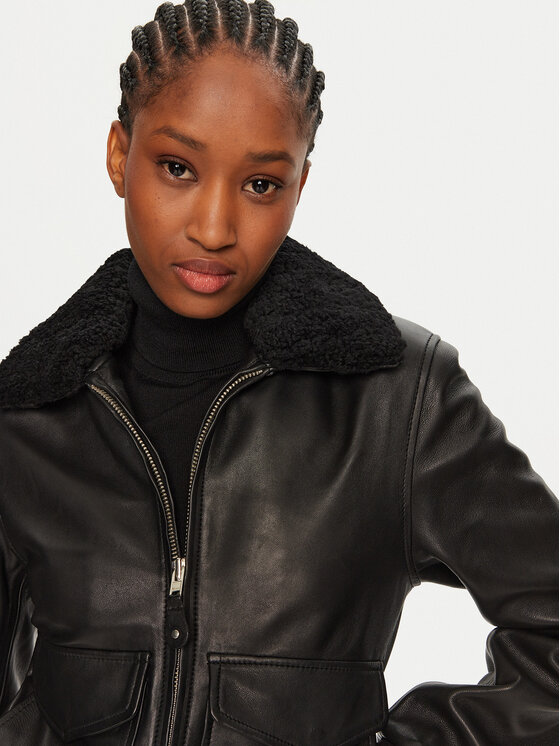 Serge Pariente Serge Pariente Lederjacke Romane Schwarz Regular Fit