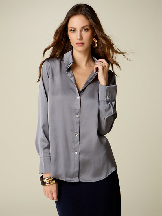 Oltre Oltre Koszula 5374R603185N013 Szary Regular Fit