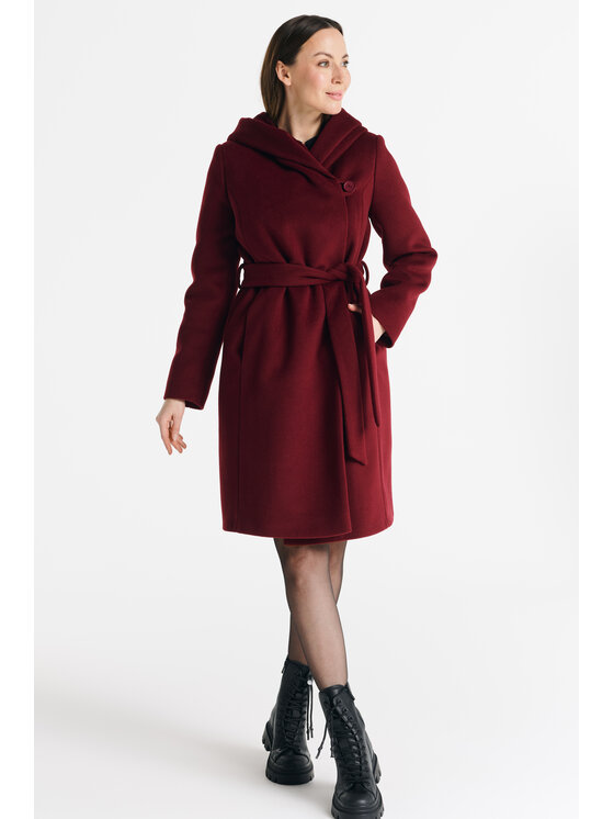 Salme Salme Płaszcz wełniany Noelia midi Bordowy Regular Fit