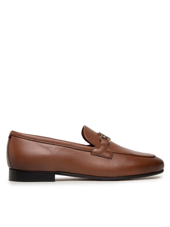 tommy hilfiger brown leather loafers