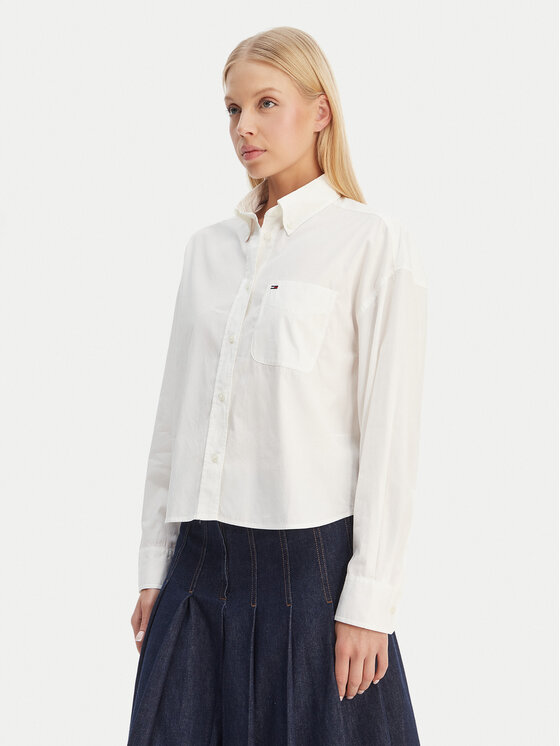 Tommy Jeans Koszula DW0DW22766 Écru Regular Fit
