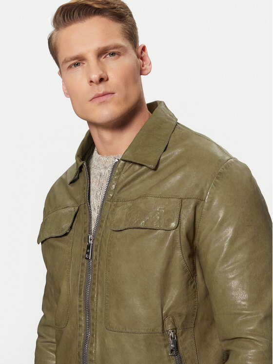 Milestone Milestone Lederjacke 511099 60605 Grün Regular Fit