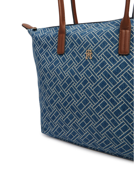 Tommy Hilfiger Tommy Hilfiger Ročna torba Popette Tote Denim Flag AW0AW18613 Modra