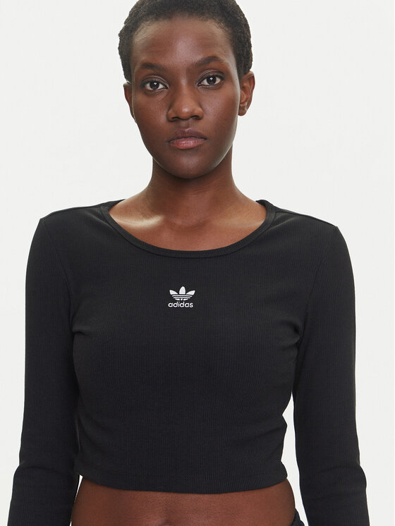 adidas adidas Blúz Essentials Ribbed IW5725 Fekete Slim Fit