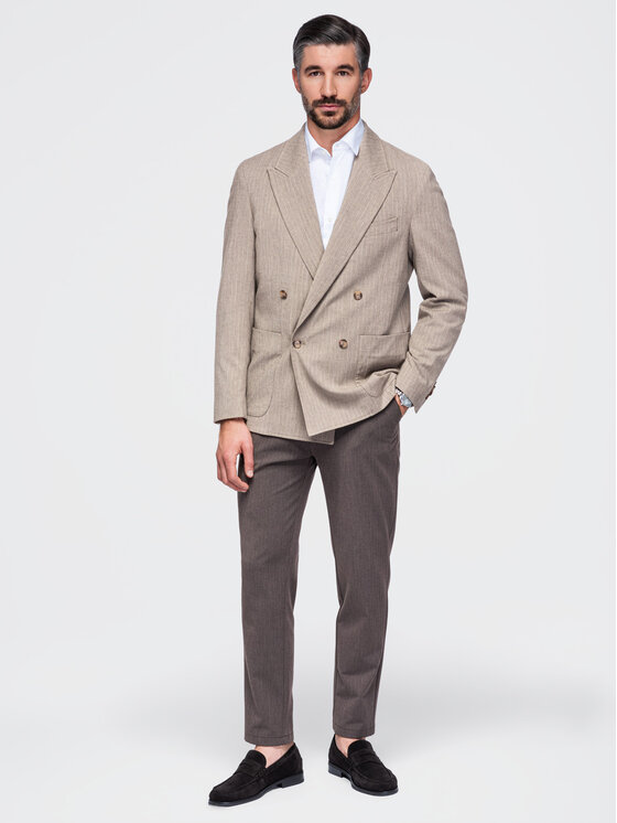 Ombre Ombre Chinosy OM-PACP-0307 Brązowy ciemny Regular Fit