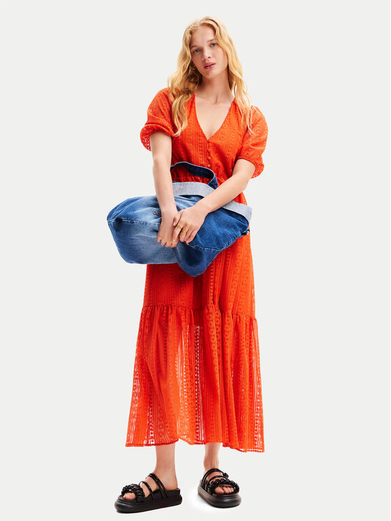 Desigual Desigual Letní šaty Ottawa 24SWVW05 Oranžová Regular Fit
