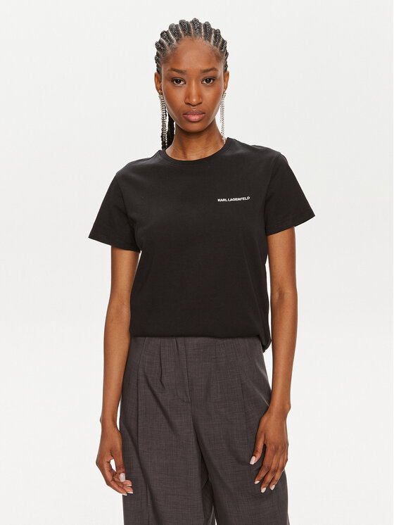 KARL LAGERFELD T-Shirt Essential 245W1714 Μαύρο Regular Fit
