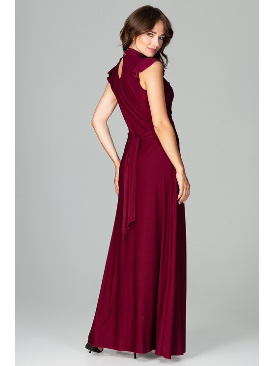 Lenitif Lenitif Sukienka K486 Bordowy Regular Fit