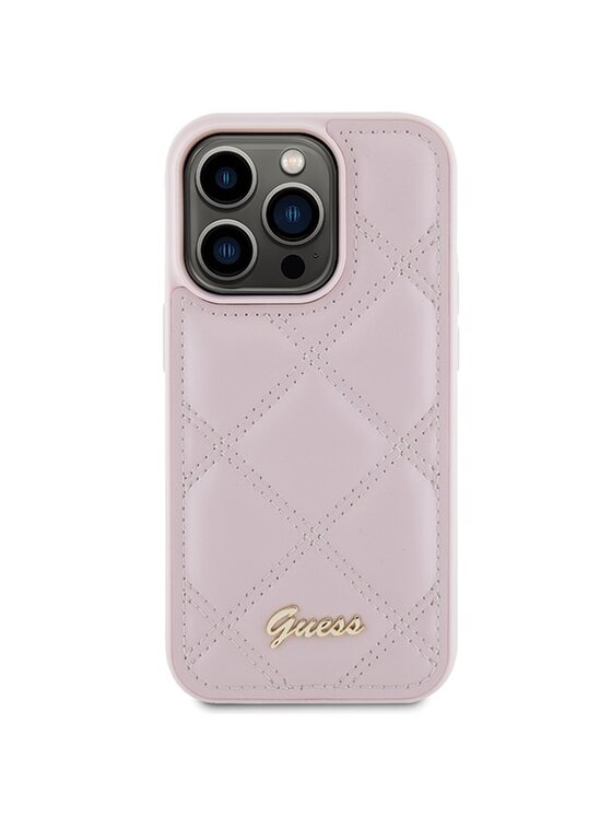Guess Guess Etui na telefon Quilted Metal Logo Różowy