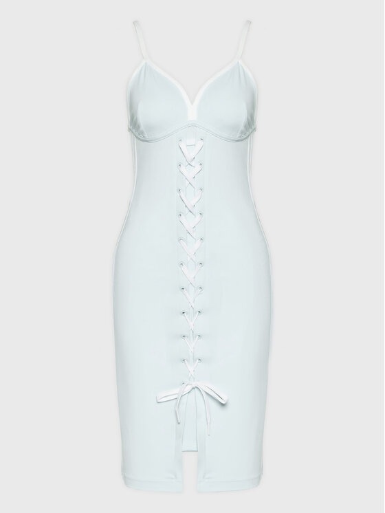 adidas adidas Rochie de vară Always Original Laced Strap HK5088 Albastru celest Slim Fit