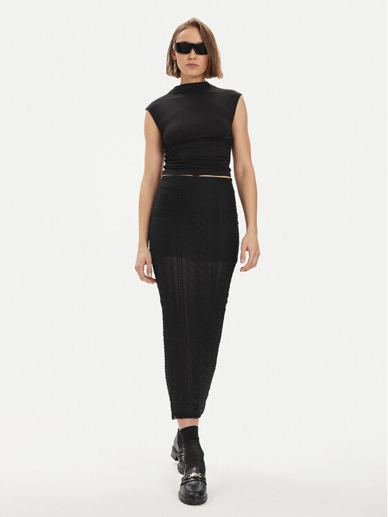 Gina Tricot Gina Tricot Midi szoknya 21596 Fekete Regular Fit