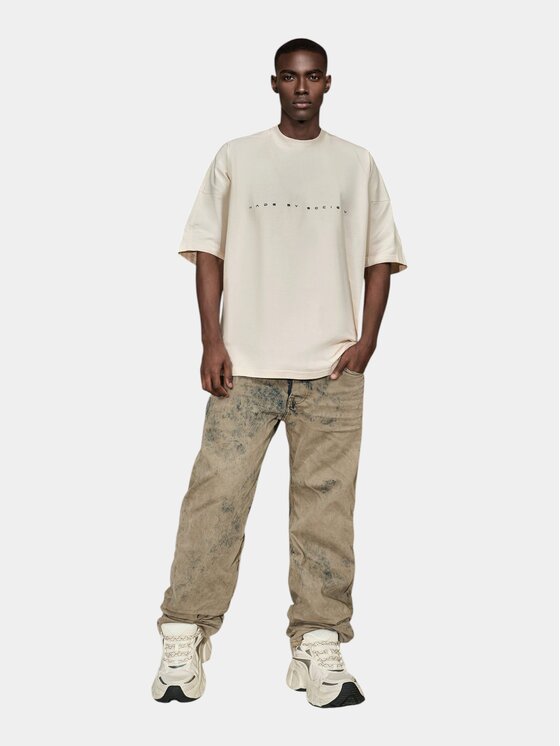 MADE BY SOCIETY MADE BY SOCIETY T-Shirt Tricou KINETIC ARCH - T17313 Beżowy Basic Fit