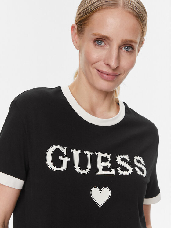 Guess Guess T-krekls Caryl V4RI04 K8FQ4 Melns Regular Fit