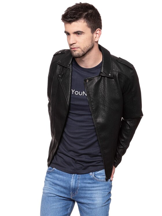 Wrangler Wrangler Giacca di pelle PU LEATHER Nero Slim Fit