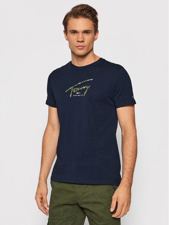 Tommy Jeans T-shirt Tjm Hand Written Linear Logo DM0DM10945 Blu scuro  Regular Fit • Modivo.it