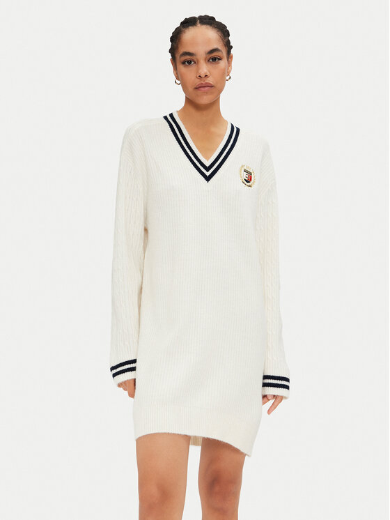 Tommy Jeans Úpletové šaty DW0DW19810 Écru Relaxed Fit