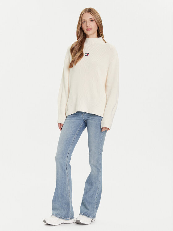 Tommy Jeans Tommy Jeans Sweater Badge DW0DW21676 Ekru Relaxed Fit