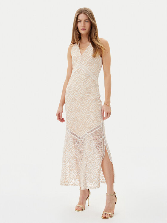 Guess Guess Rochie cocktail W5GT37 KCS90 Bej Slim Fit