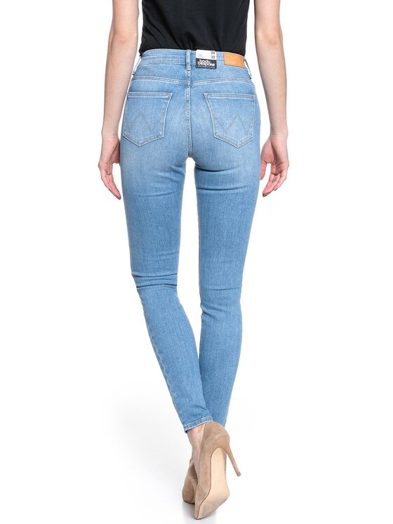 Wrangler Wrangler Jeansy HIGH RISE SKINNY Niebieski Skinny Fit
