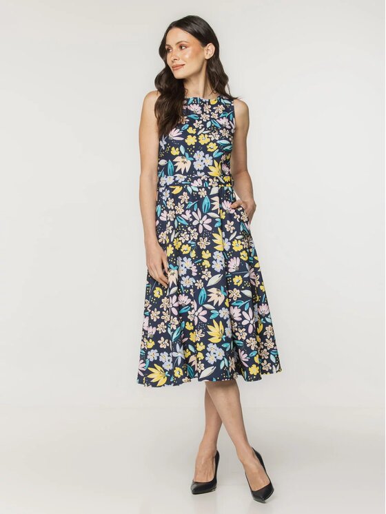 Willsoor Willsoor Sukienka koktajlowa 67962/2 Granatowy A-Line Fit