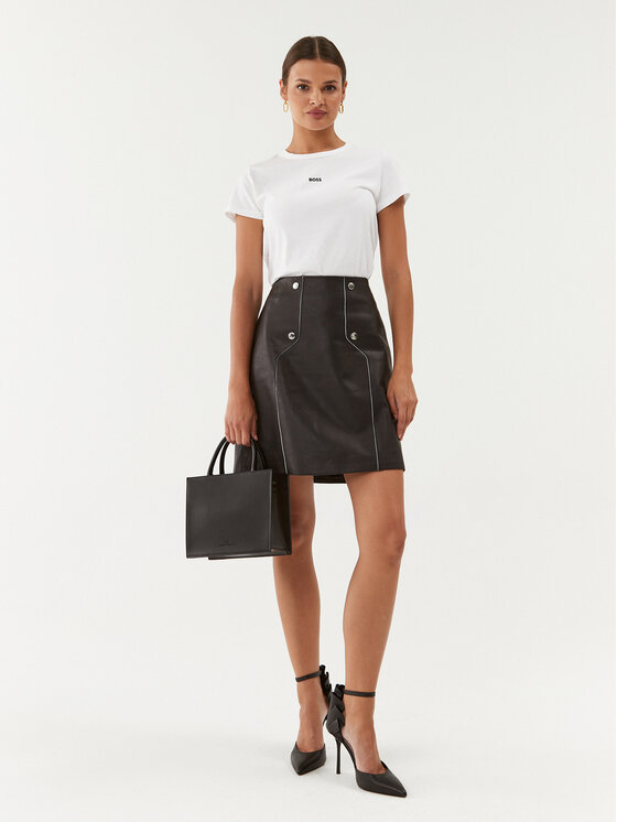 BOSS Boss Шкіряна спідниця Seminta 50495166 Чорний Regular Fit