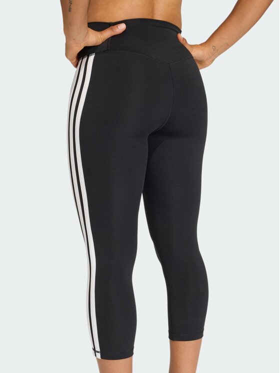 adidas adidas Legginsy Optime Essentials Workout 3-Stripes 3/4 Czarny Fitted Fit
