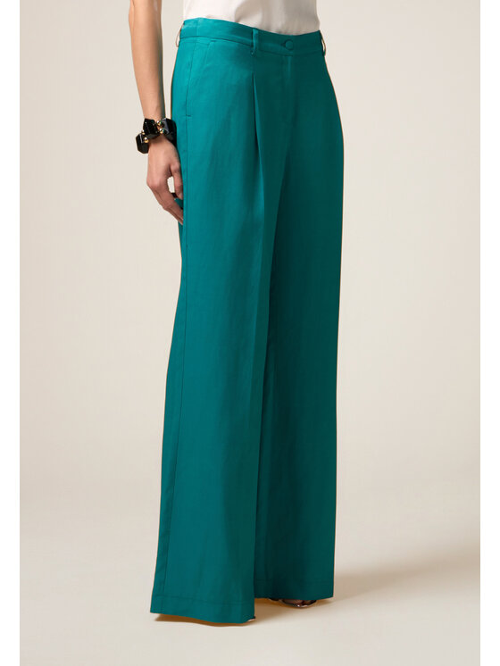 Oltre Oltre Pantaloni di tessuto P086R008738N015 Turchese Baggy Fit