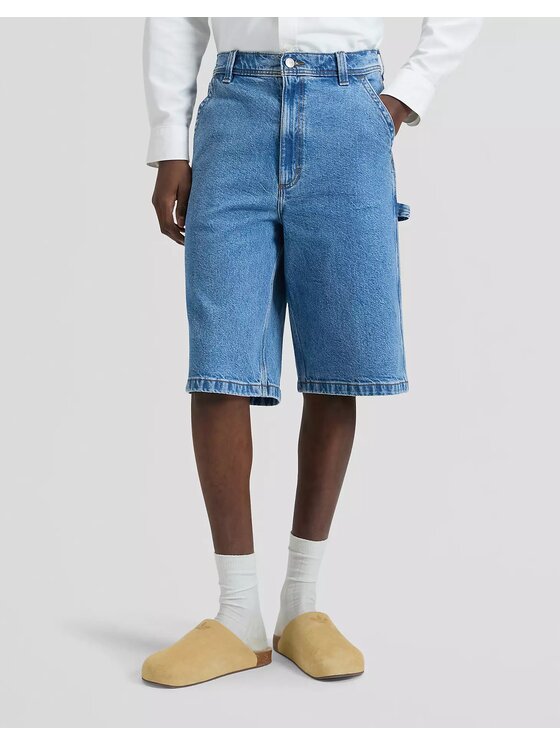Lee Lee Szorty jeansowe CARPENTER SKATER SHORT Niebieski Loose Fit
