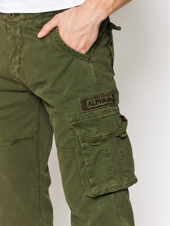 Alpha Industries Alpha Industries Bavlnené nohavice Jet 101212 Zelená Straight Fit