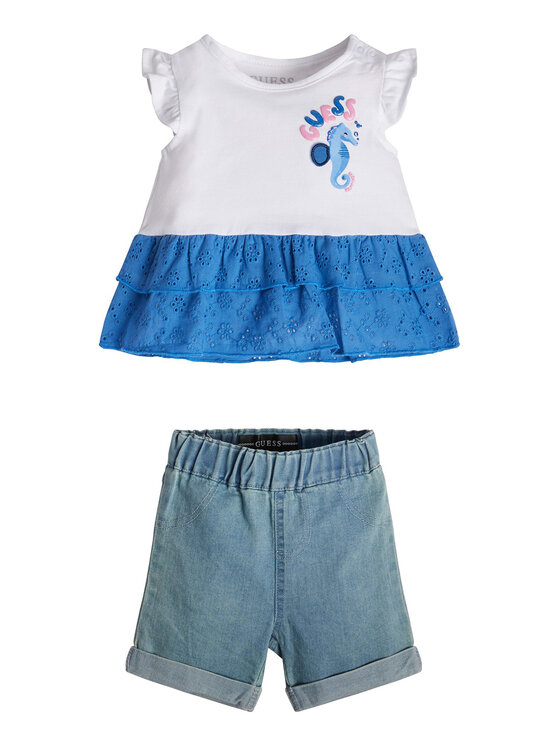 Guess Set tricou și pantaloni scurți din denim A3GG13 K6YW0 Colorat Regular Fit
