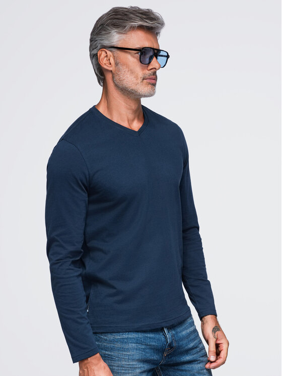 Ombre Ombre Longsleeve OM-LSBL-0143 Granatowy Regular Fit