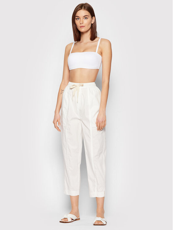 Seafolly Seafolly Kalhoty z materiálu Beachedit 54587-PA Bílá Relaxed Fit