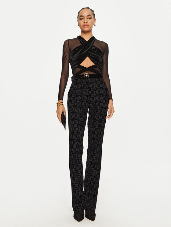 Elisabetta Franchi Elisabetta Franchi Riidest püksid PA-051-47E2-V430 Must Regular Fit