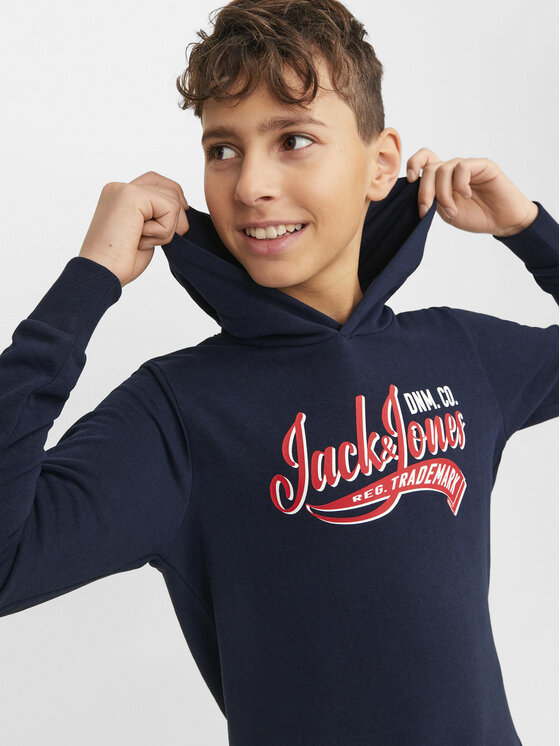Jack&Jones Junior Jack&Jones Junior Džemperis ar kapuci Logo 12257309 Tumši zils Standard Fit