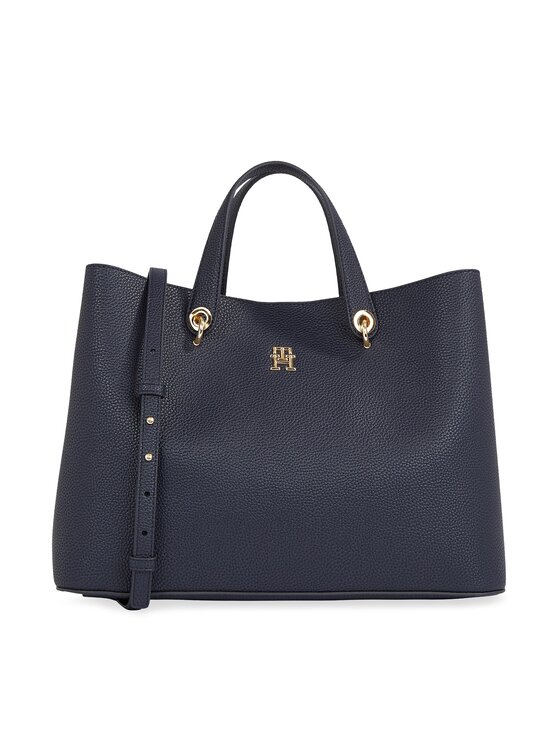 Tommy Hilfiger Ročna Torba Th Emblem Satchel AW0AW15177 Mornarsko Modra