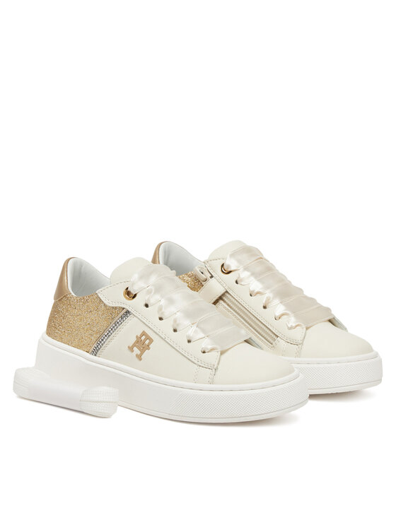 Tommy Hilfiger Tommy Hilfiger Laisvalaikio batai Low Cut Lace-Up Sneaker T4A9-33935-1281 M Balta