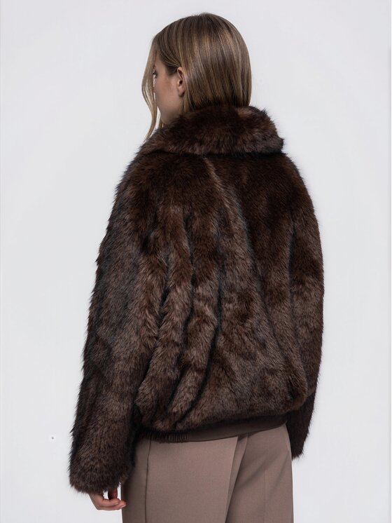 Ombre Ombre Futro OW-FR-E0010 Brązowy Relaxed Fit