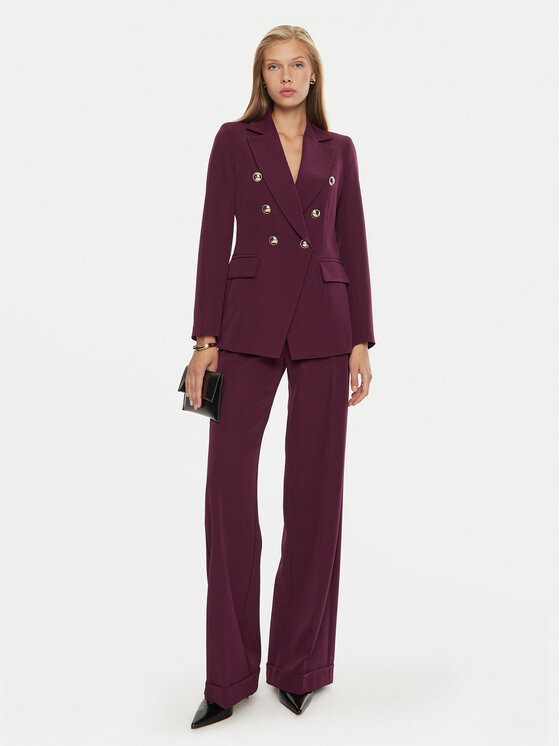 Maryley Maryley Hlače iz tkanine 24IB563/43GI Bordo rdeča Regular Fit