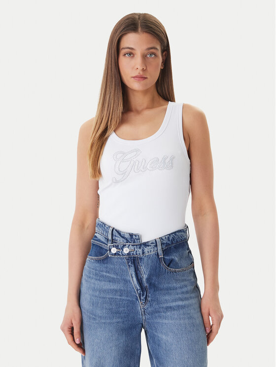 Guess Guess Top W6GP22 K2954 Bílá Regular Fit
