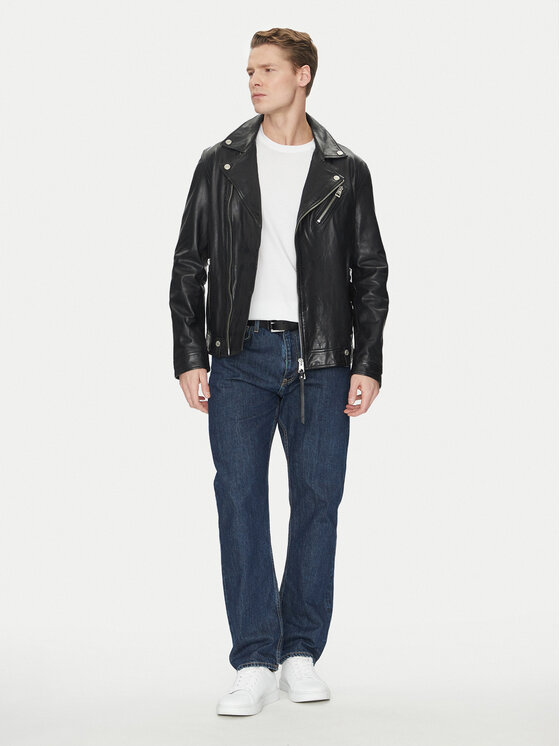 Guess Guess Μπουφάν δερμάτινο M2YL12 L0QN0 Μαύρο Regular Fit