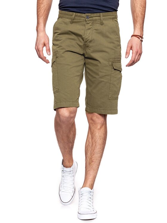 Wrangler Wrangler Szorty jeansowe CARGO SHORTS Zielony Regular Fit
