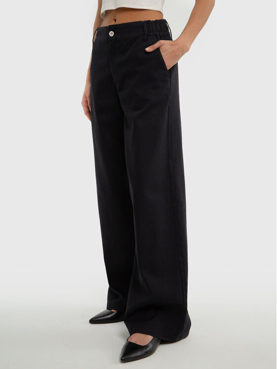 BIG STAR BIG STAR Spodnie materiałowe MALU_907_350 Czarny Wide Leg