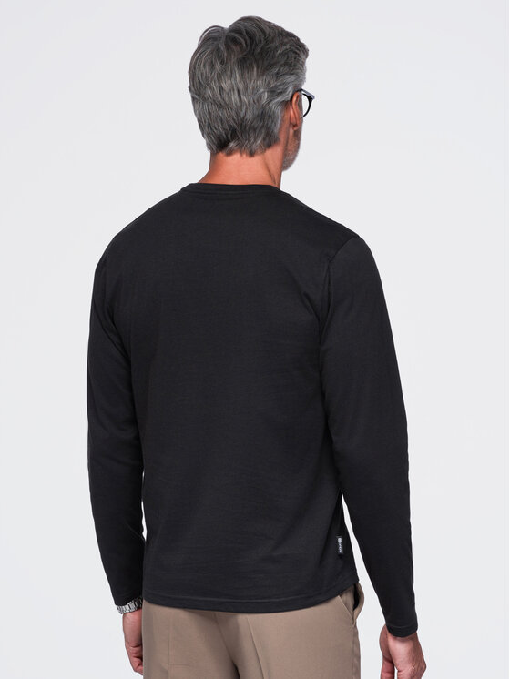 Ombre Ombre Longsleeve OM-LSBL-0142 Czarny Regular Fit